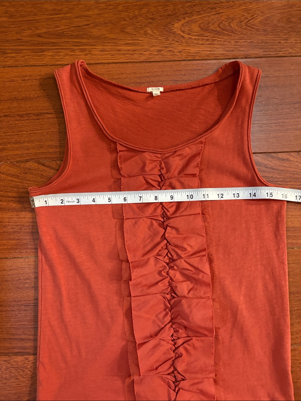 J. Crew Women's Rust Red Ruffle Front Tank - Picture 5 of 6